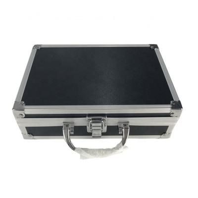 Small leather aluminum microphone carrying case with foam