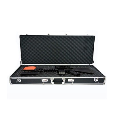 Protection level hard shell black aluminum gun case with egg foam inside