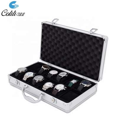 OEM hand display aluminum wrist watch suitcase with cushions